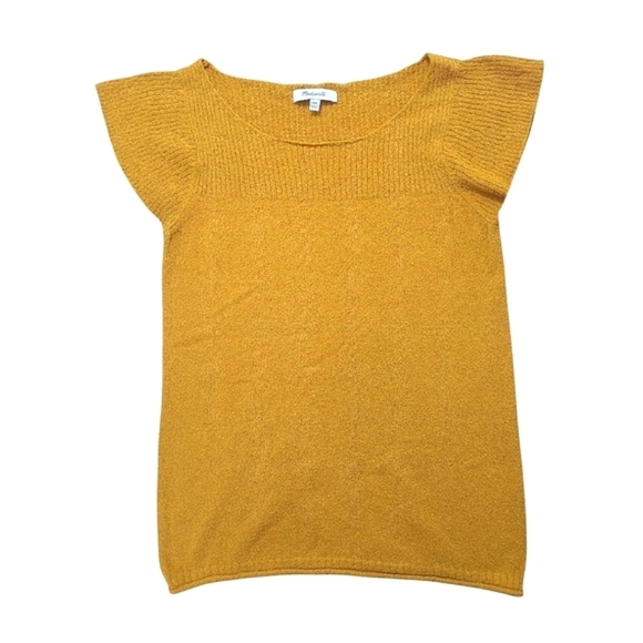 Madewell Marigold Mustard Cap Sleeve Sweater Tee XXS Relaxed Boxy Fit - Picture 2 of 7